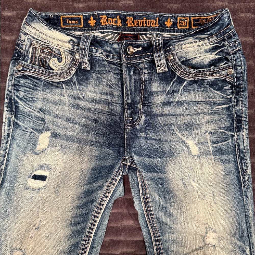 Rock Revival Faded Blue Denim Jeans